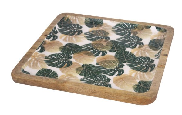 Monstera leaf decal platter