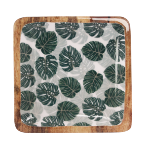 Monstera leaf decal platter