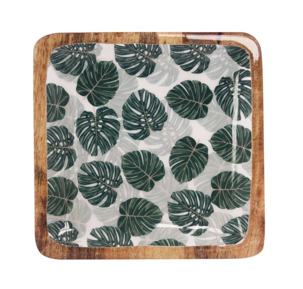 Monstera leaf decal platter