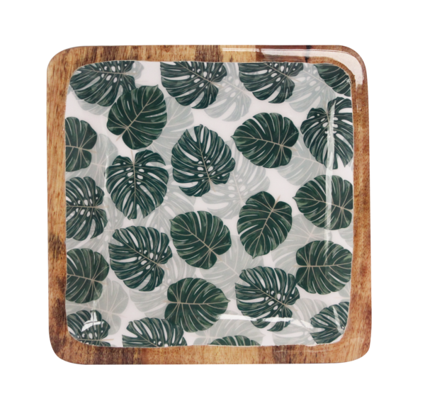Monstera leaf decal platter