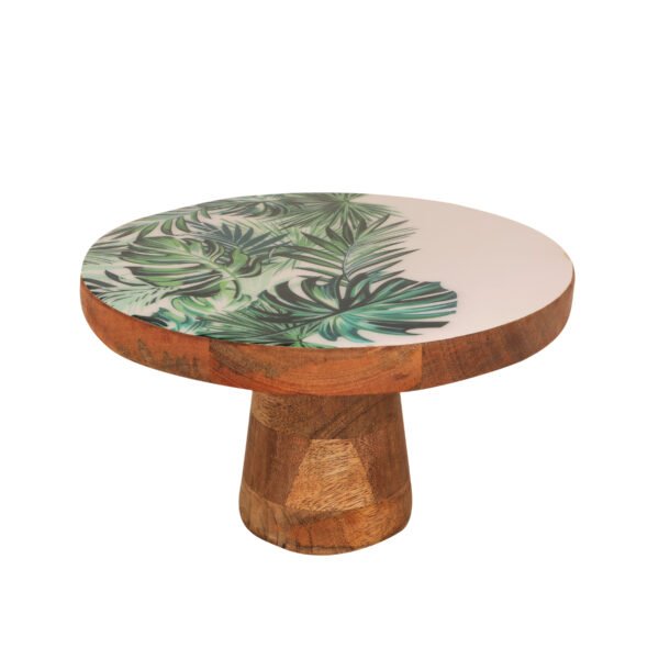 Wooden palm leaf cake stand