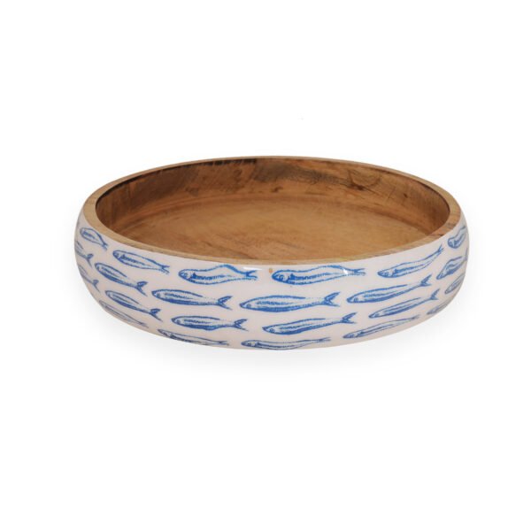 outer fish printing wooden bowl