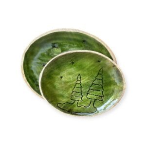 Wooden carved oval Christmas platter