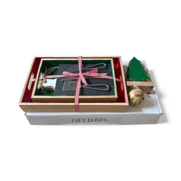 Gift Set with Trays,Cheese Board With Knives set,Tree,Ornaments